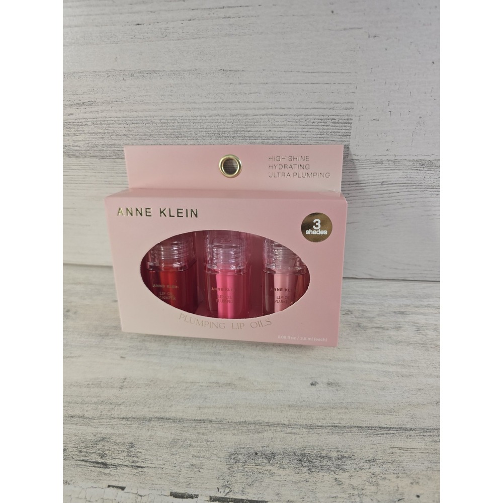 Anne Klein Plumping Lip Oil Set 3 Shades High Shine Hydrating 0.08oz Each NEW